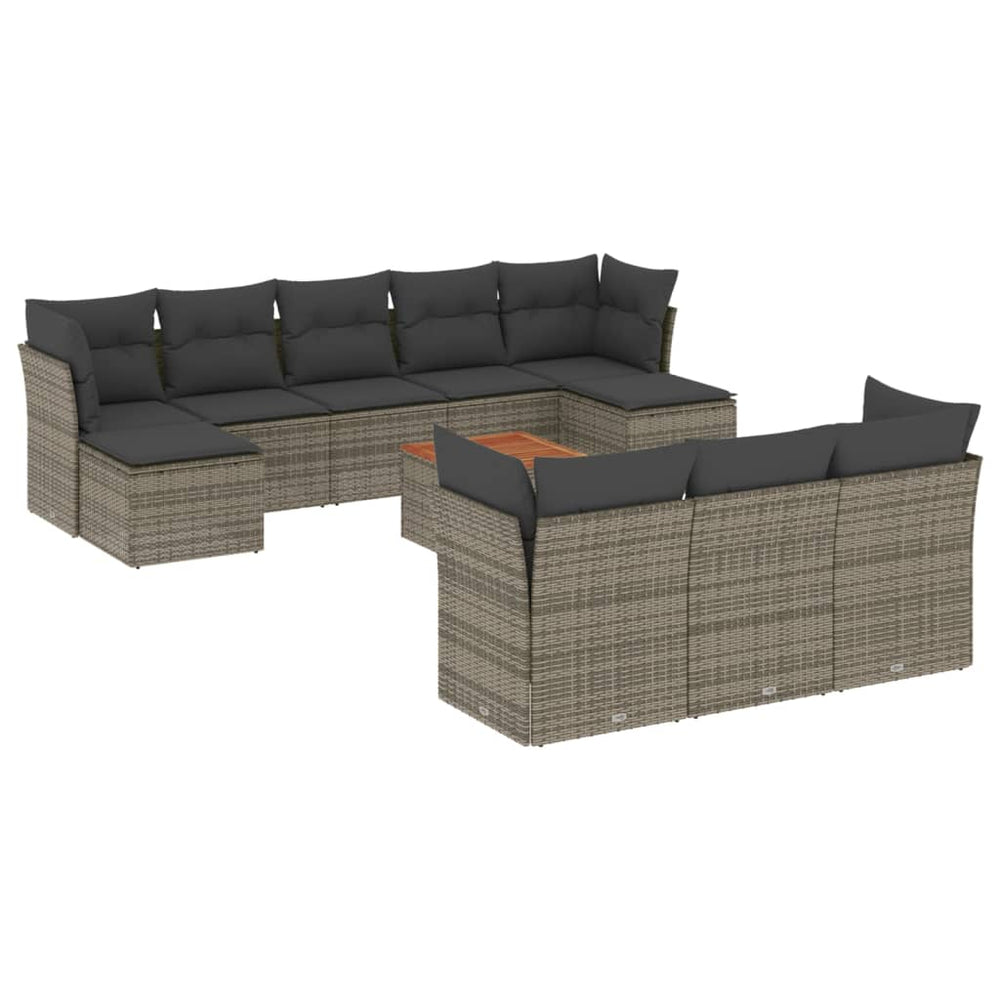 Set Canapele De Grădină Cu Perne, 11 Piese, , Poliratan