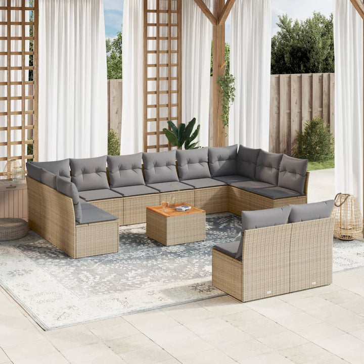 Set Mobilier De Grădină Cu Perne, 13 Piese, , Poliratan