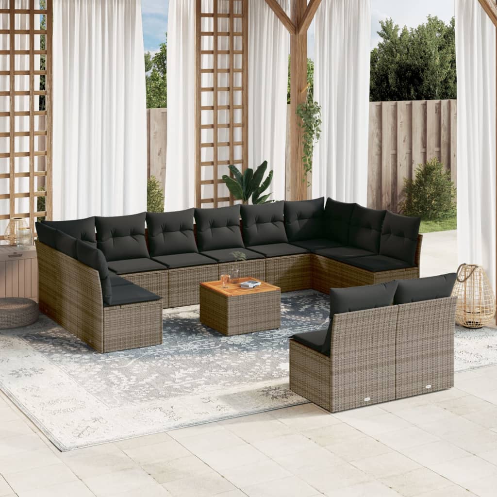Set Mobilier De Grădină Cu Perne, 13 Piese, , Poliratan
