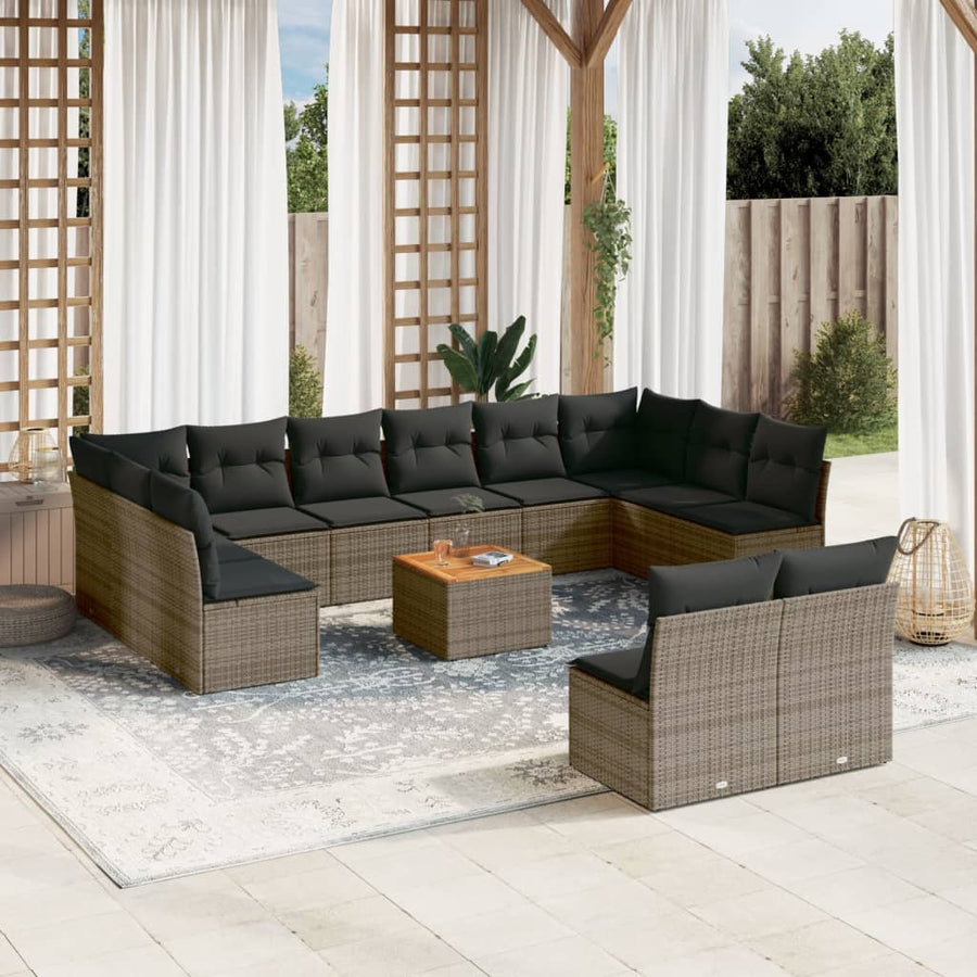 Set Mobilier De Grădină Cu Perne, 13 Piese, , Poliratan