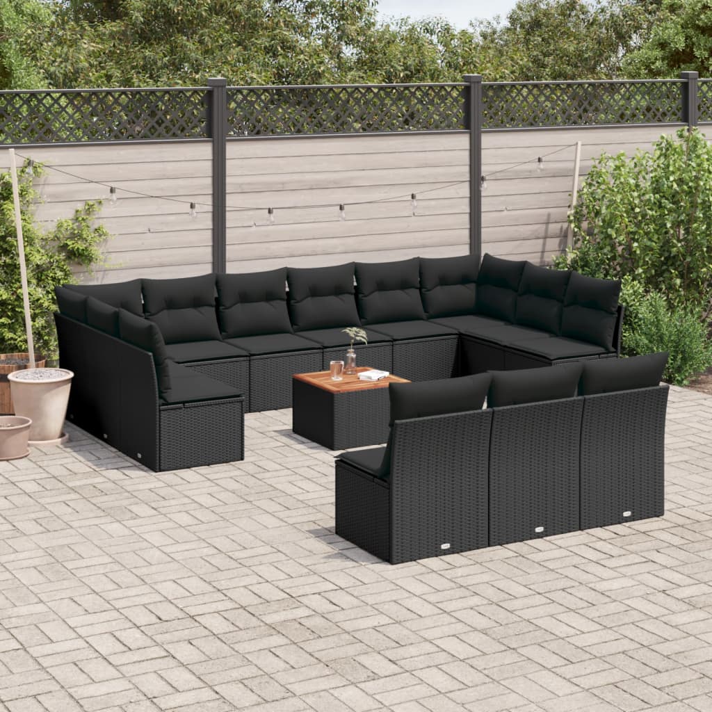 Set Mobilier De Grădină Cu Perne, 14 Piese, , Poliratan