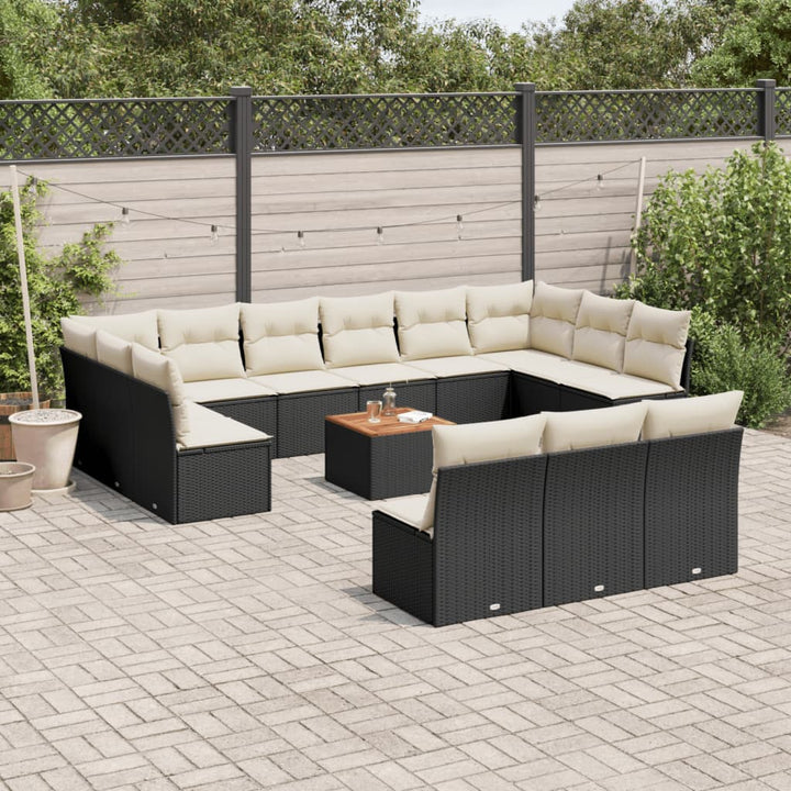 Set Mobilier De Grădină Cu Perne, 14 Piese, , Poliratan