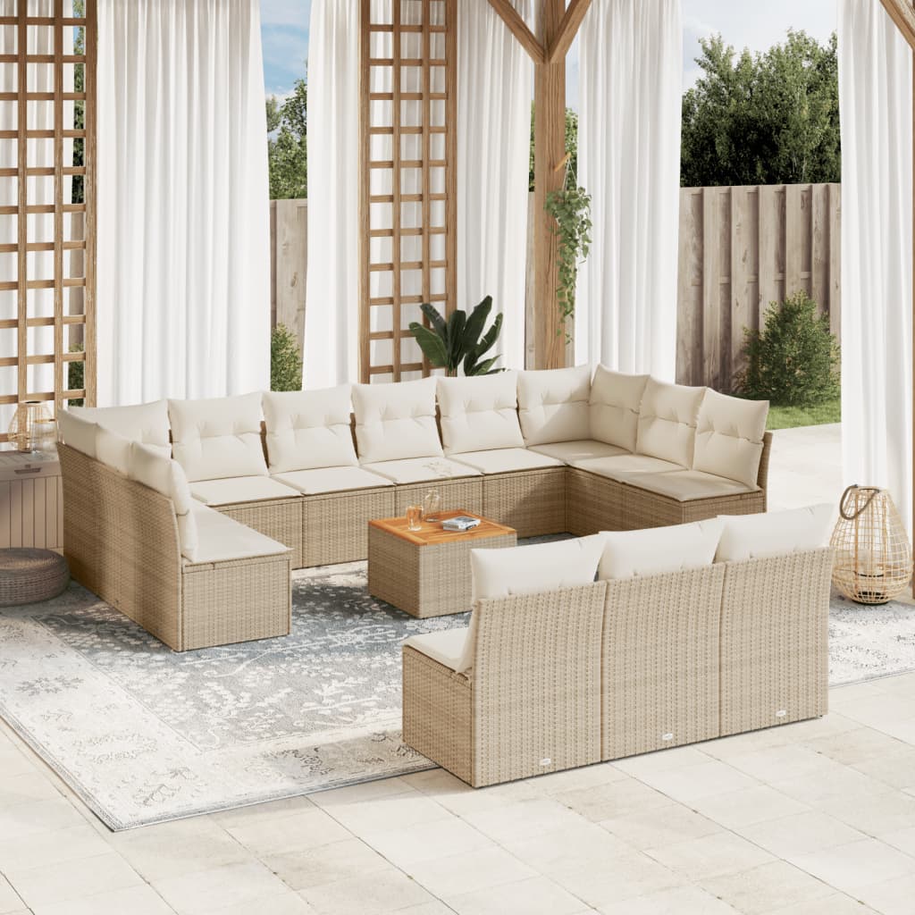 Set Mobilier De Grădină Cu Perne, 14 Piese, , Poliratan