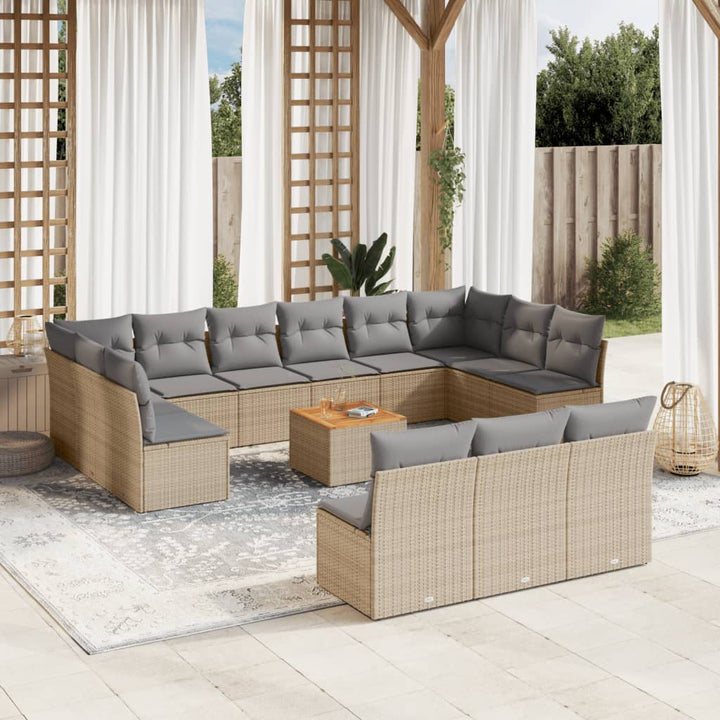 Set Mobilier De Grădină Cu Perne, 14 Piese, , Poliratan