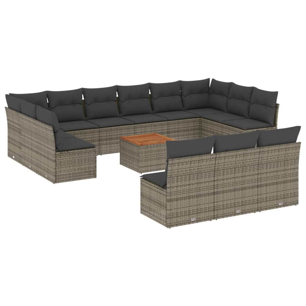 Set Mobilier De Grădină Cu Perne, 14 Piese, , Poliratan