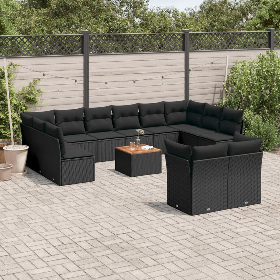 Set Mobilier De Grădină Cu Perne, 13 Piese, , Poliratan