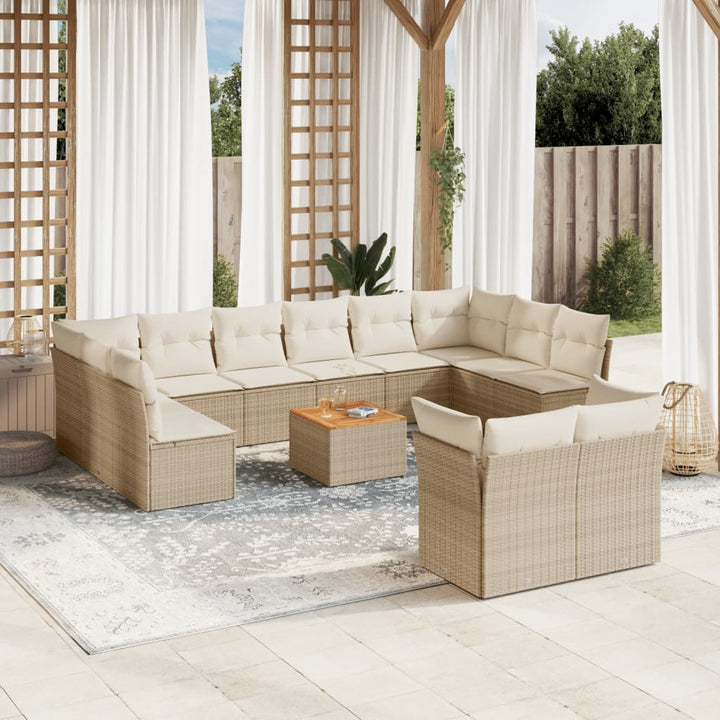 Set Mobilier De Grădină Cu Perne, 13 Piese, , Poliratan