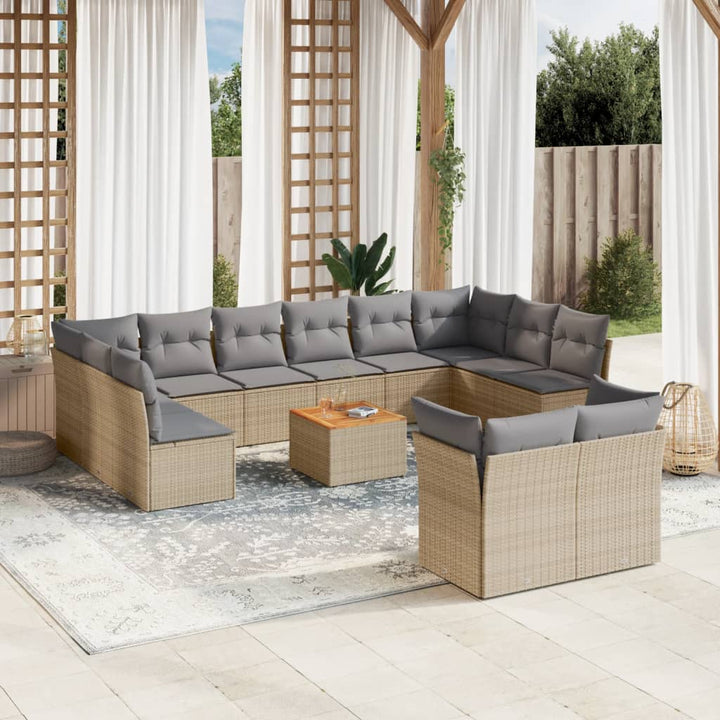 Set Mobilier De Grădină Cu Perne, 13 Piese, , Poliratan