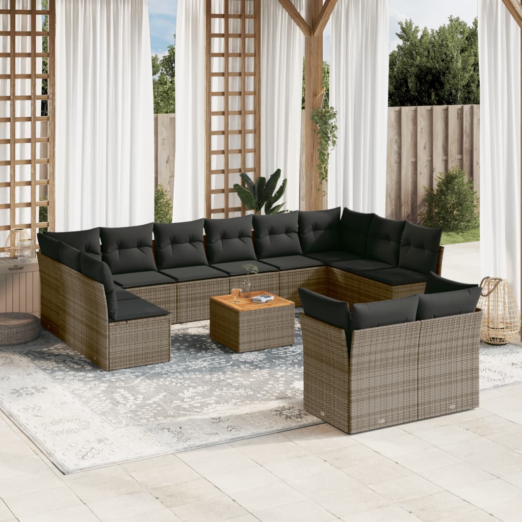 Set Mobilier De Grădină Cu Perne, 13 Piese, , Poliratan
