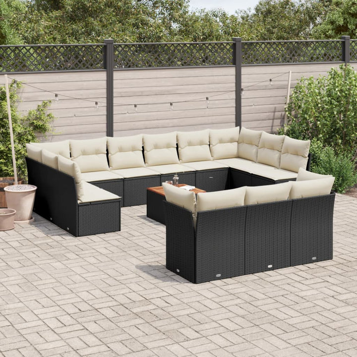 Set Mobilier De Grădină Cu Perne, 14 Piese, , Poliratan