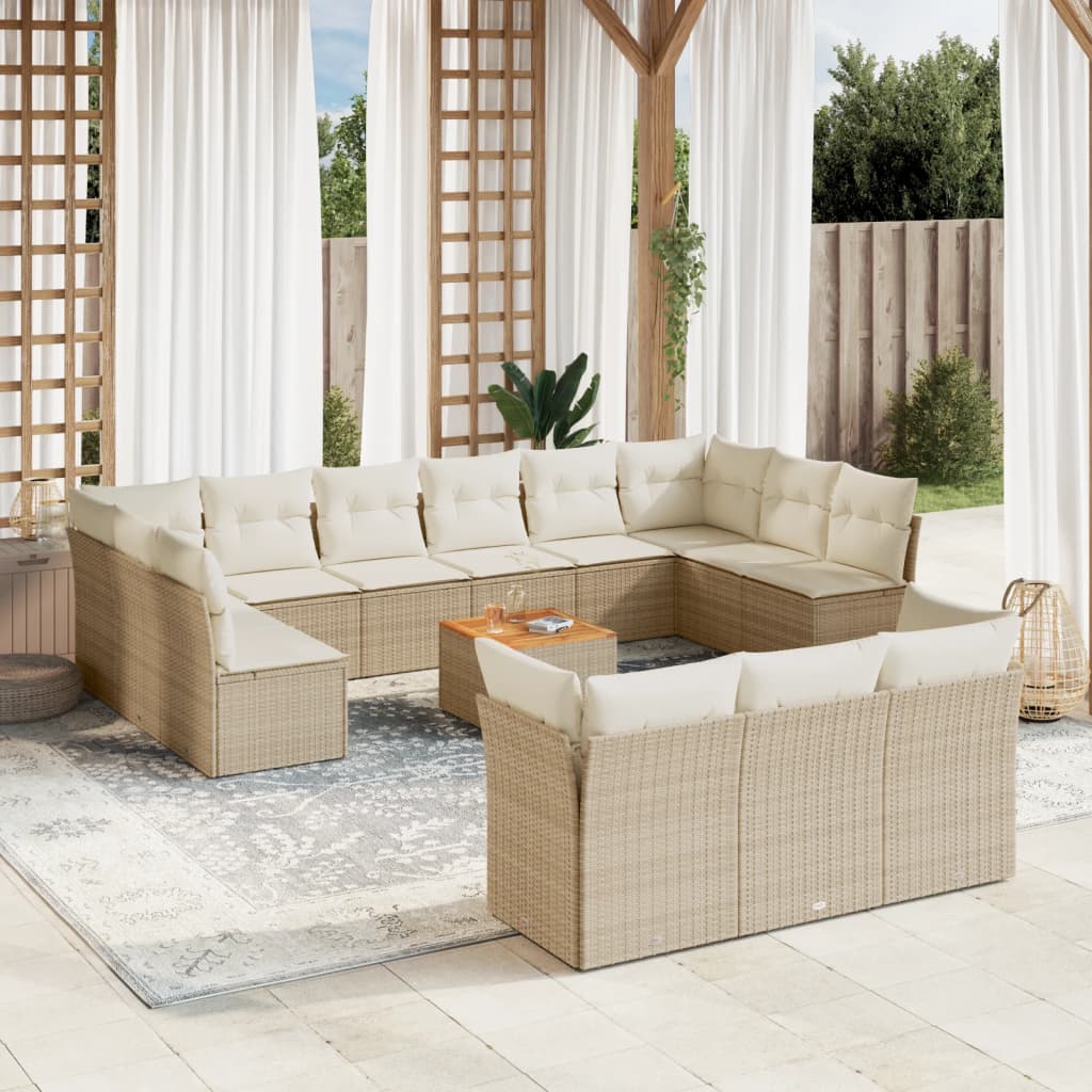 Set Mobilier De Grădină Cu Perne, 14 Piese, , Poliratan
