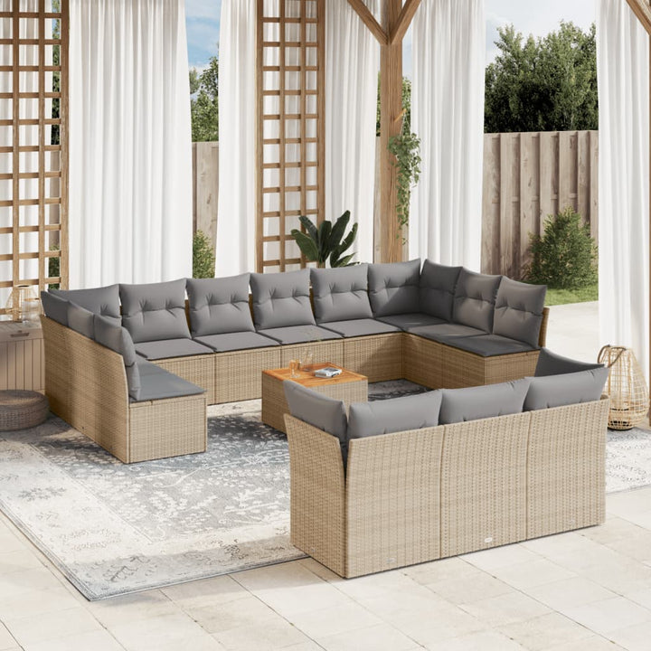 Set Mobilier De Grădină Cu Perne, 14 Piese, , Poliratan