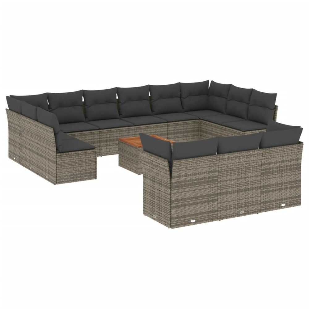 Set Mobilier De Grădină Cu Perne, 14 Piese, , Poliratan