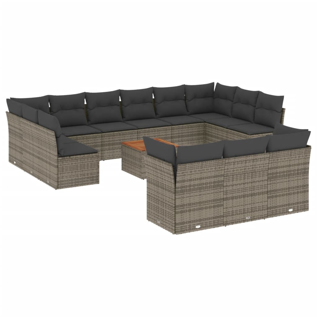 Set Mobilier De Grădină Cu Perne, 14 Piese, , Poliratan
