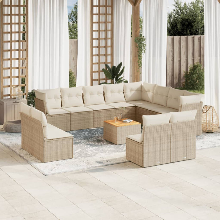 Set Mobilier De Grădină Cu Perne, 13 Piese, , Poliratan