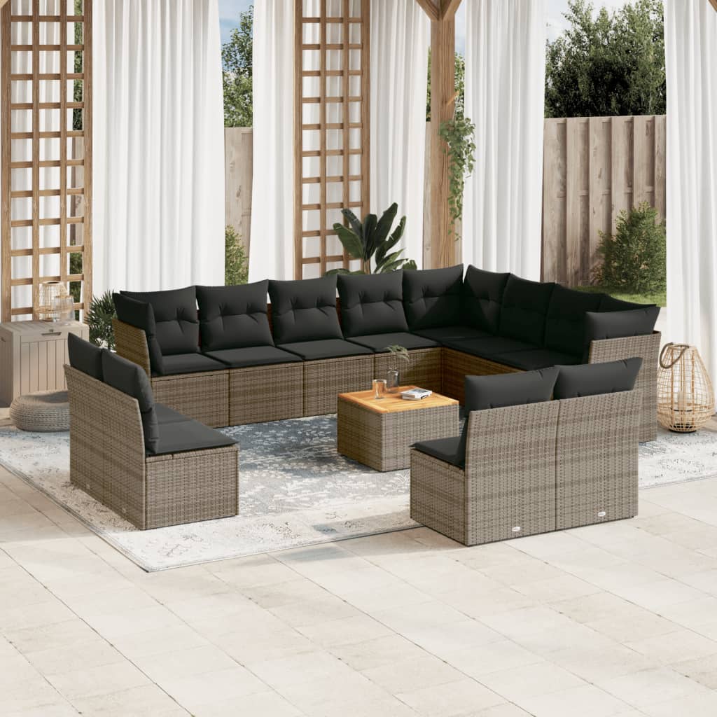 Set Mobilier De Grădină Cu Perne, 13 Piese, , Poliratan