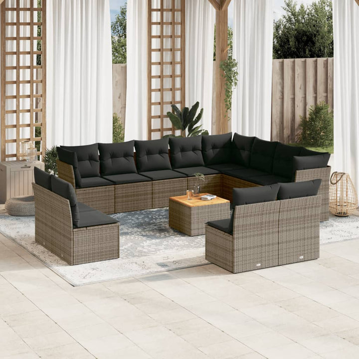 Set Mobilier De Grădină Cu Perne, 13 Piese, , Poliratan