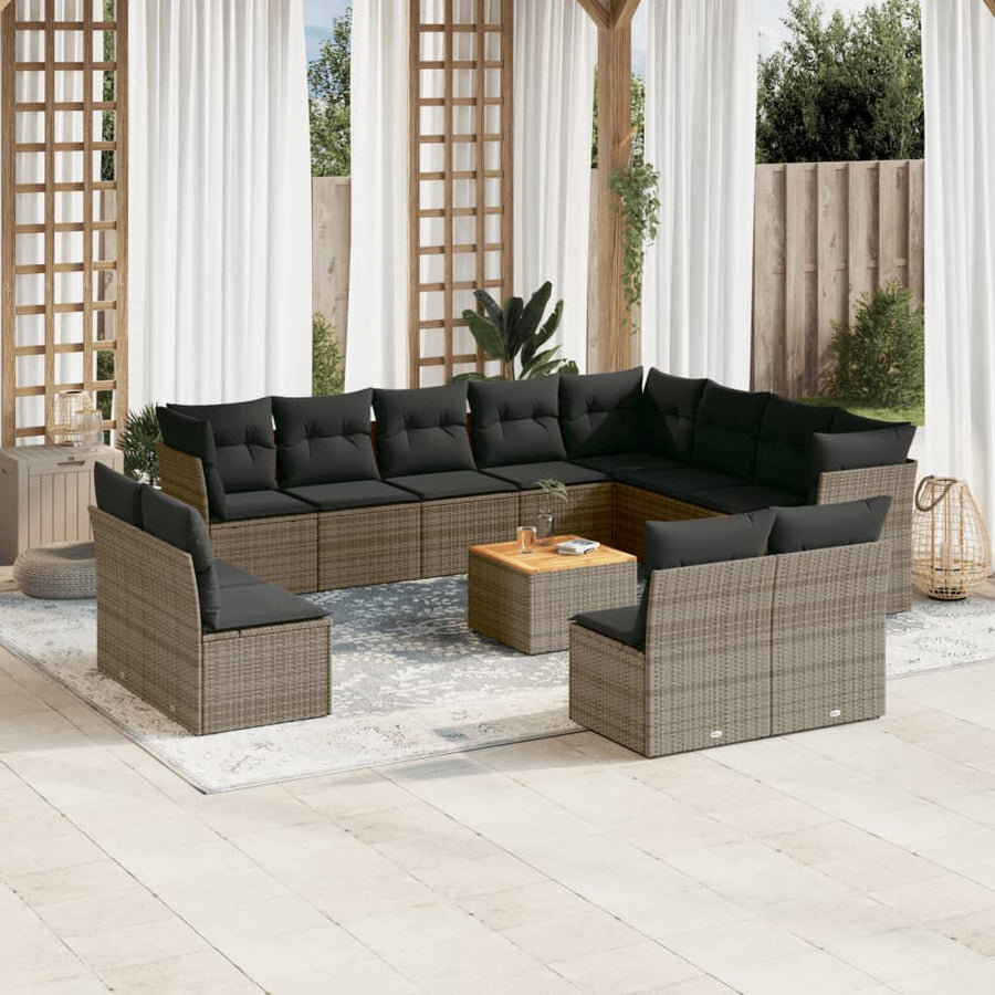 Set Mobilier De Grădină Cu Perne, 13 Piese, , Poliratan