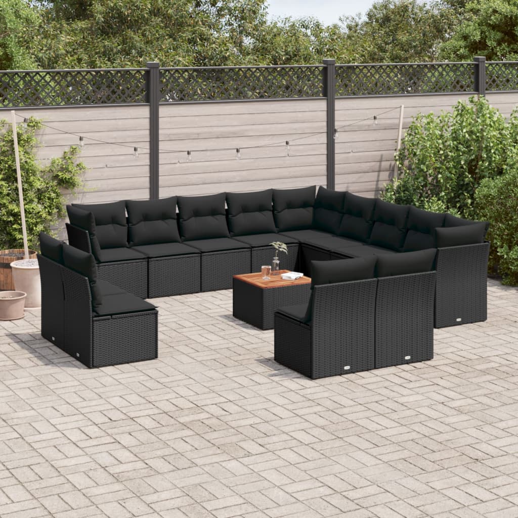 Set Mobilier De Grădină Cu Perne, 14 Piese, , Poliratan