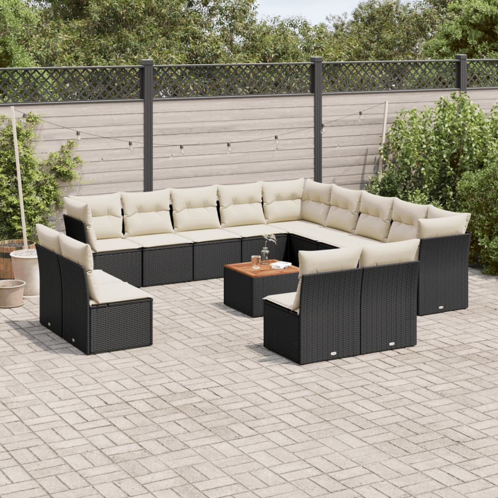 Set Mobilier De Grădină Cu Perne, 14 Piese, , Poliratan