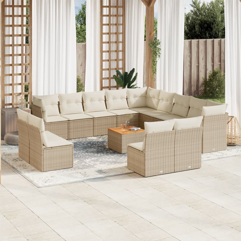 Set Mobilier De Grădină Cu Perne, 14 Piese, , Poliratan