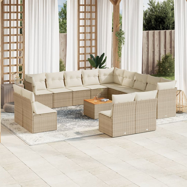 Set Mobilier De Grădină Cu Perne, 14 Piese, , Poliratan