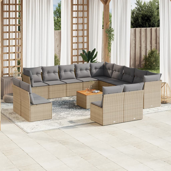 Set Mobilier De Grădină Cu Perne, 14 Piese, , Poliratan