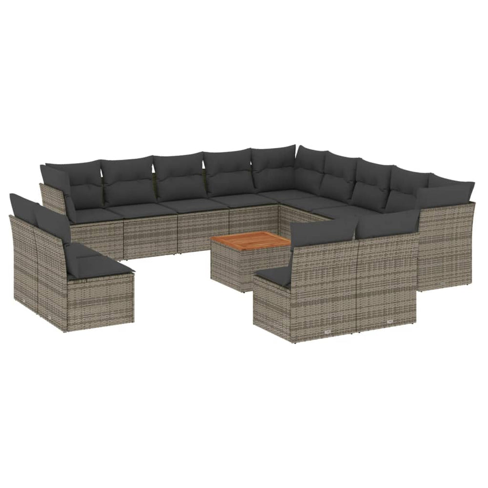 Set Mobilier De Grădină Cu Perne, 14 Piese, , Poliratan