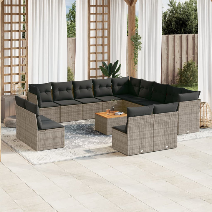 Set Mobilier De Grădină Cu Perne, 14 Piese, , Poliratan
