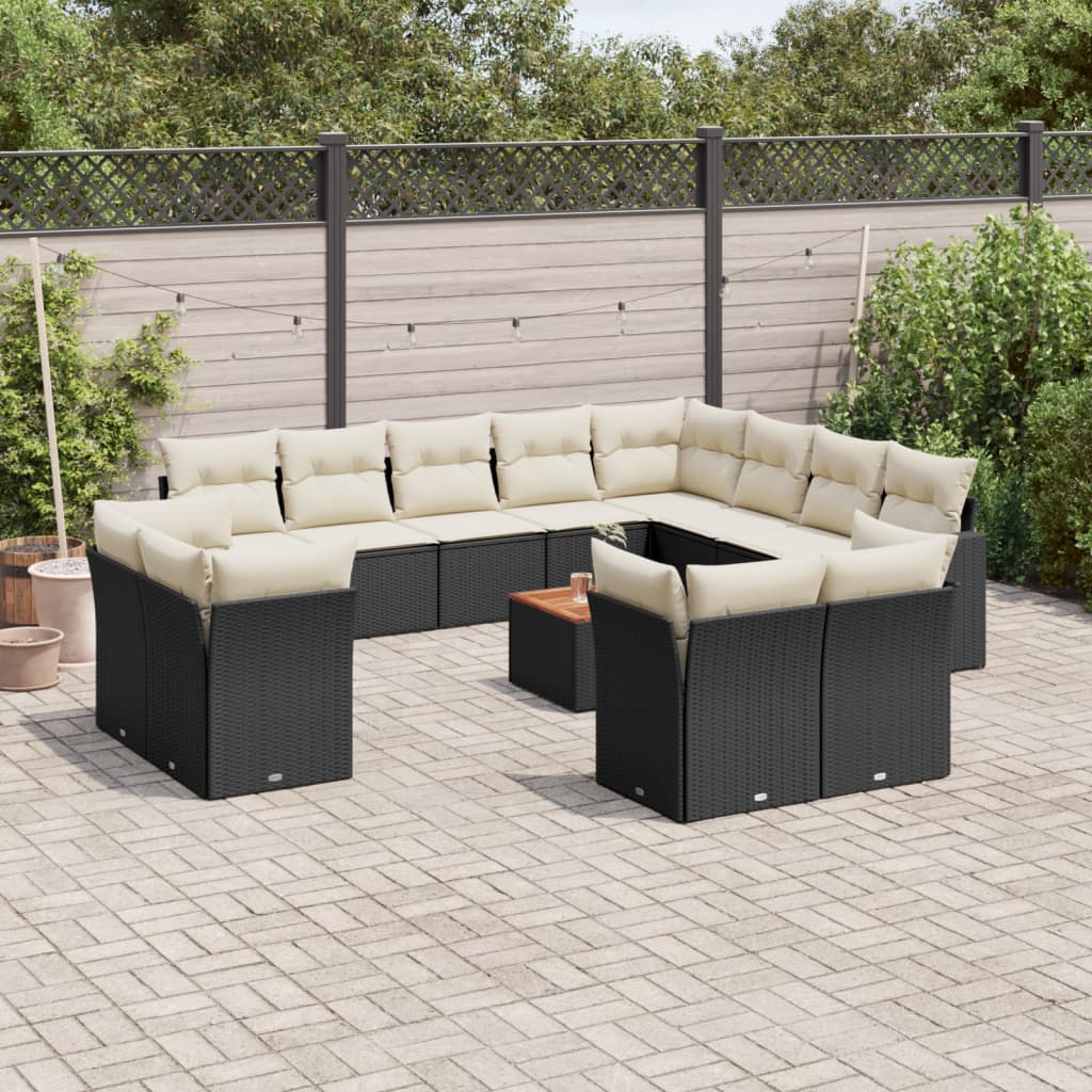 Set Mobilier De Grădină Cu Perne, 13 Piese, , Poliratan