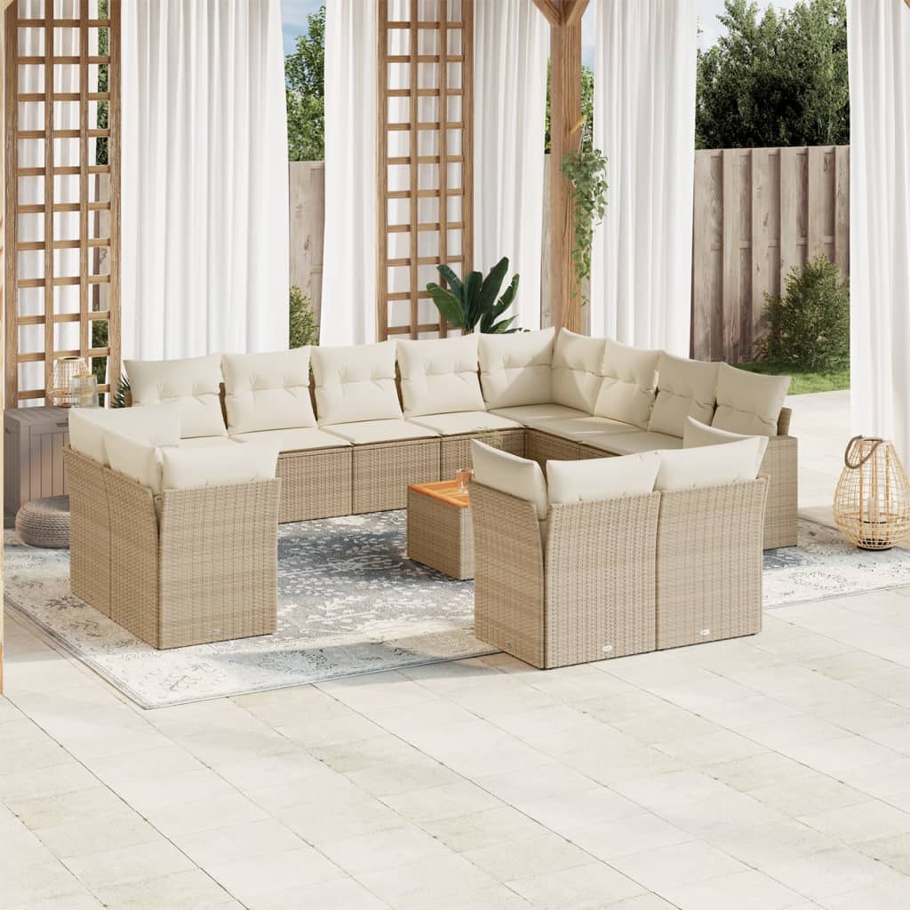 Set Mobilier De Grădină Cu Perne, 13 Piese, , Poliratan