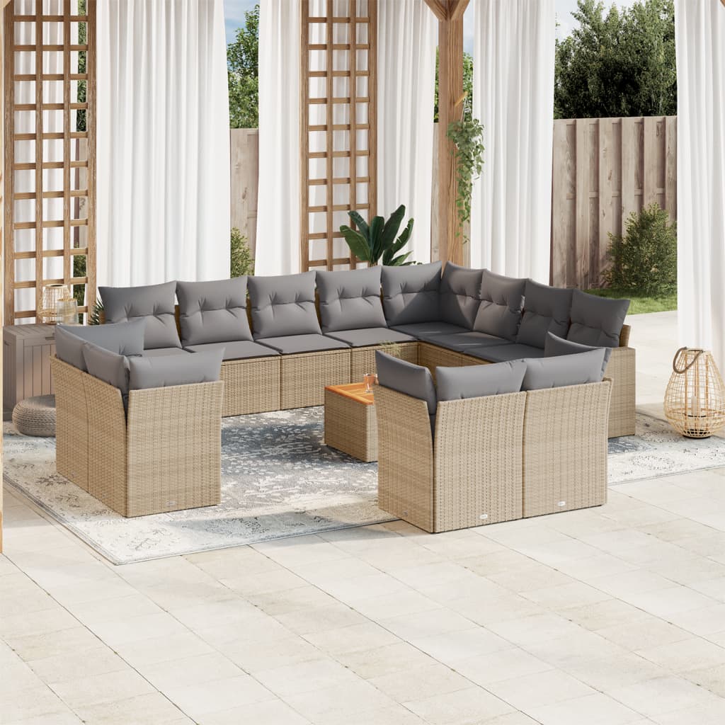 Set Mobilier De Grădină Cu Perne, 13 Piese, , Poliratan