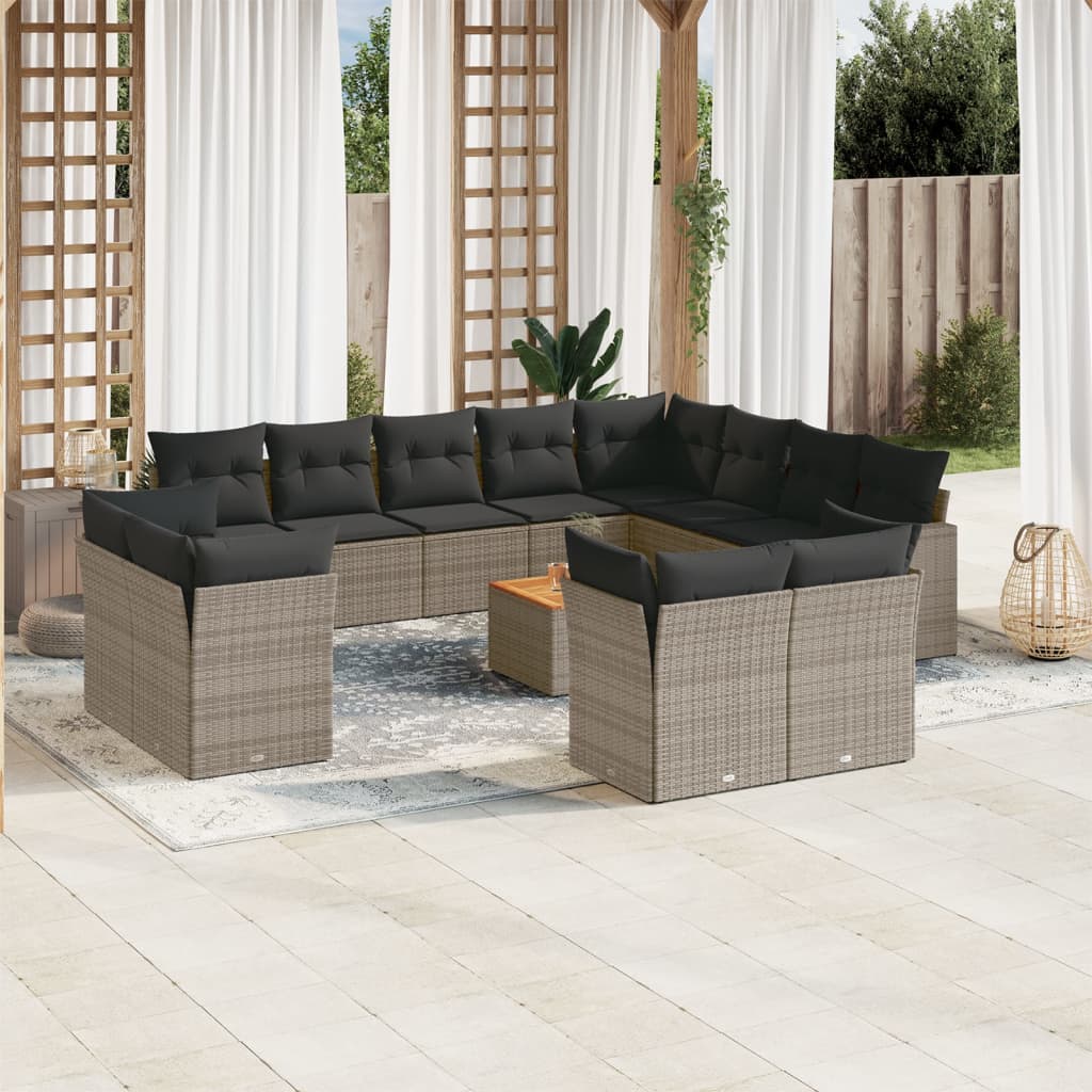 Set Mobilier De Grădină Cu Perne, 13 Piese, , Poliratan
