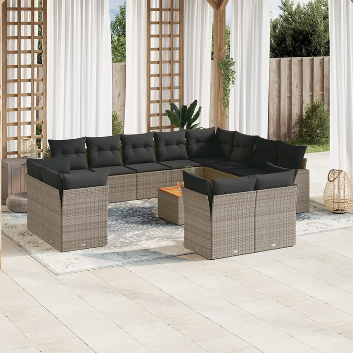 Set Mobilier De Grădină Cu Perne, 13 Piese, , Poliratan