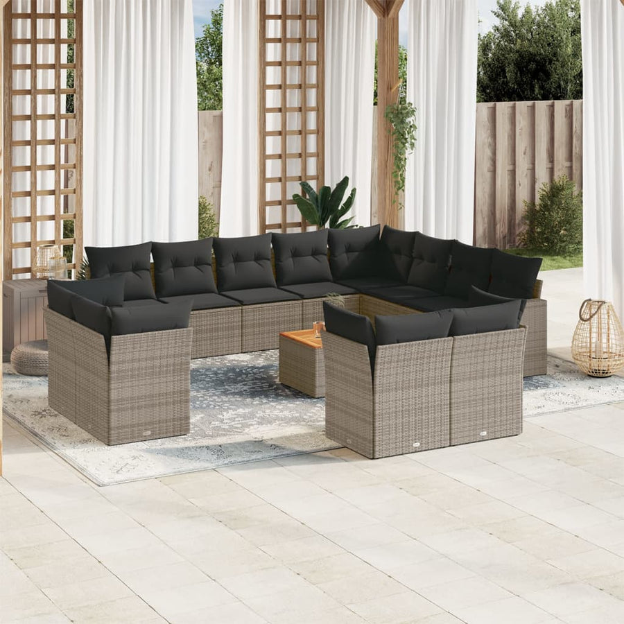 Set Mobilier De Grădină Cu Perne, 13 Piese, , Poliratan