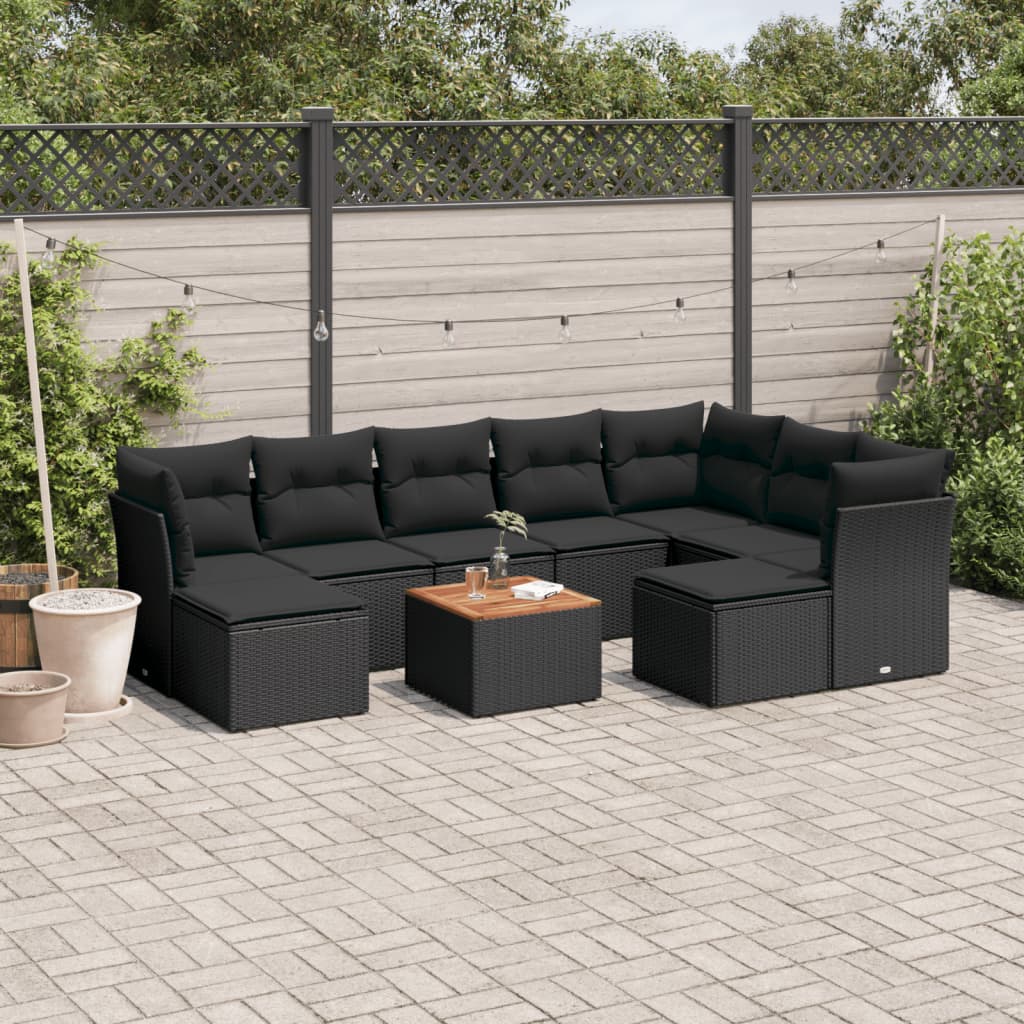 Set Mobilier De Grădină Cu Perne, 10 Piese, , Poliratan