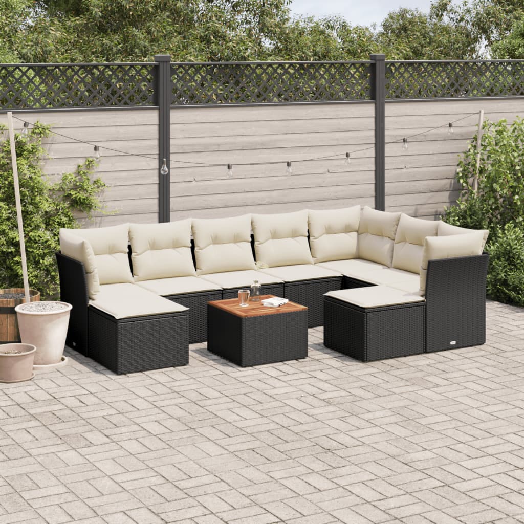 Set Mobilier De Grădină Cu Perne, 10 Piese, , Poliratan