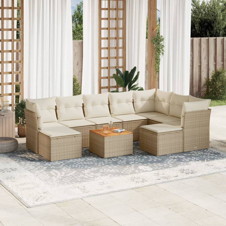 Set Mobilier De Grădină Cu Perne, 10 Piese, , Poliratan