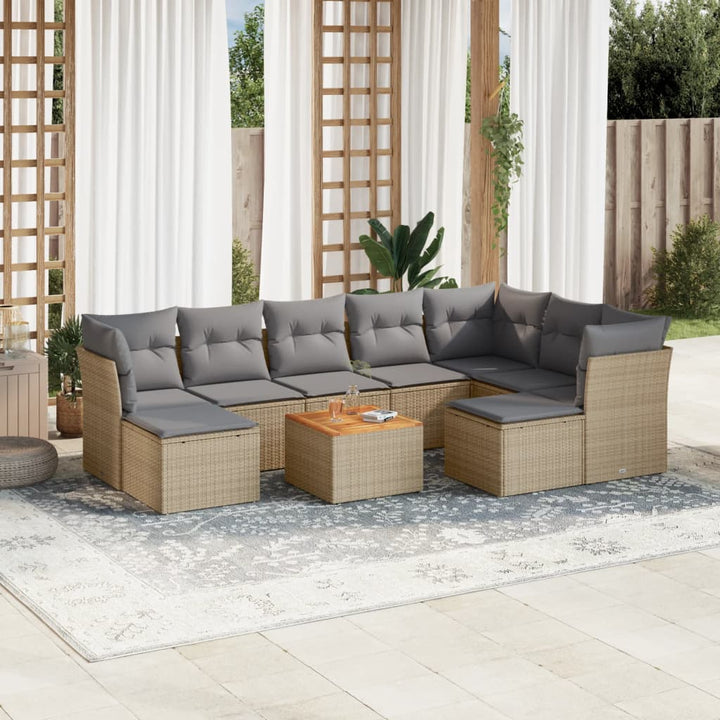 Set Mobilier De Grădină Cu Perne, 10 Piese, , Poliratan