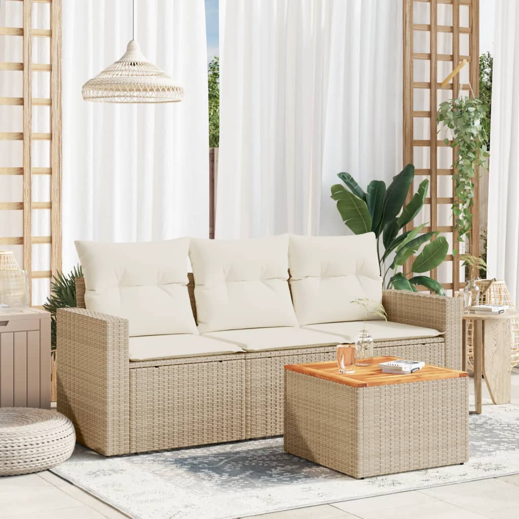 Set Mobilier De Grădină Cu Perne, 4 Piese, Negru, Poliratan