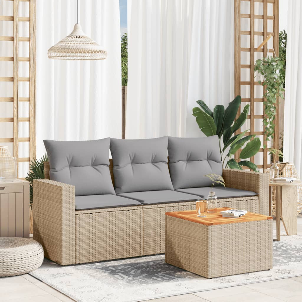 Set Mobilier De Grădină Cu Perne, 4 Piese, Negru, Poliratan