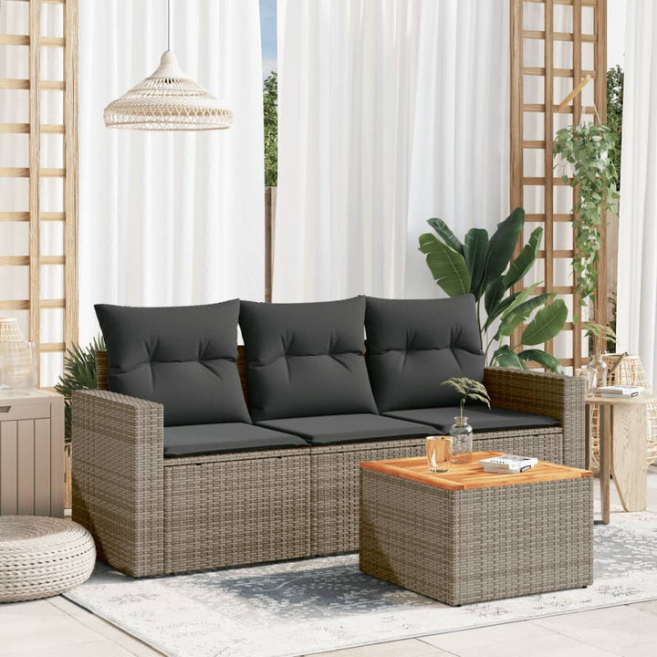 Set Mobilier De Grădină Cu Perne, 4 Piese, Negru, Poliratan