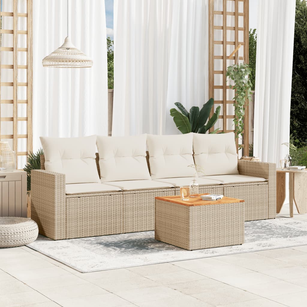 Set Mobilier De Grădină Cu Perne, 5 Piese, Negru, Poliratan