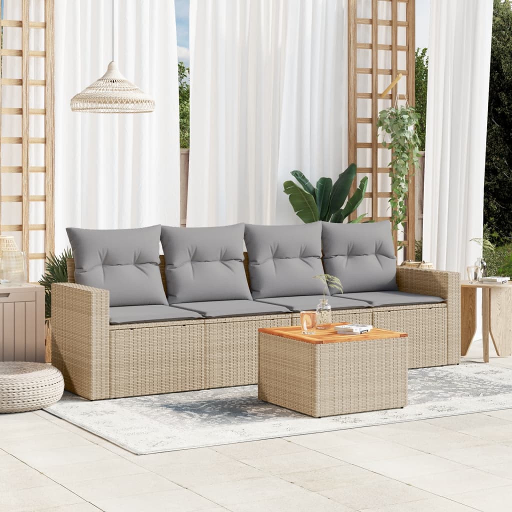 Set Mobilier De Grădină Cu Perne, 5 Piese, Negru, Poliratan
