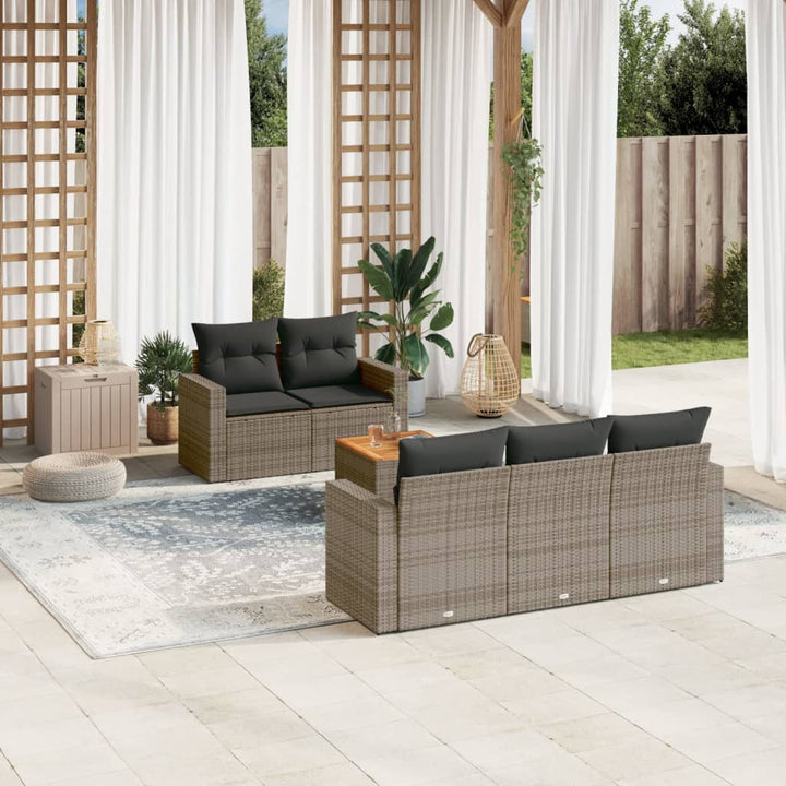 Set Mobilier De Grădină Cu Perne, 6 Piese, , Poliratan