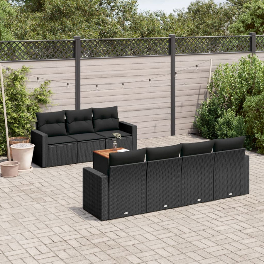 Set Mobilier De Grădină Cu Perne, 8 Piese, , Poliratan