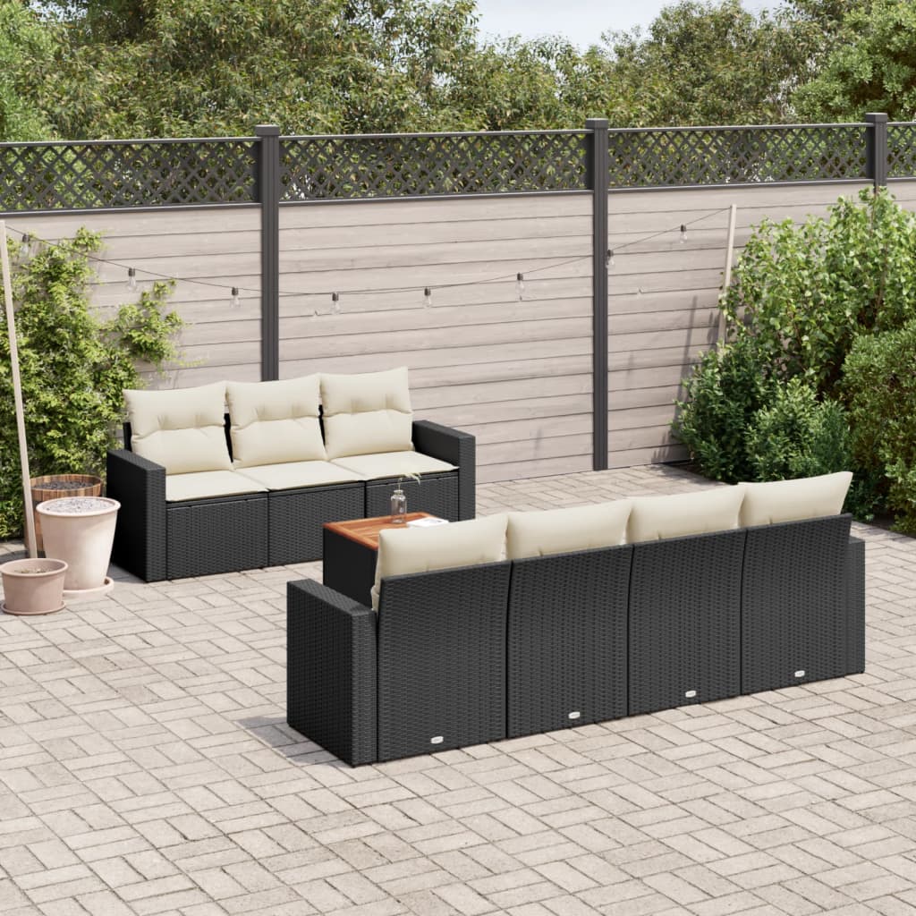 Set Mobilier De Grădină Cu Perne, 8 Piese, , Poliratan
