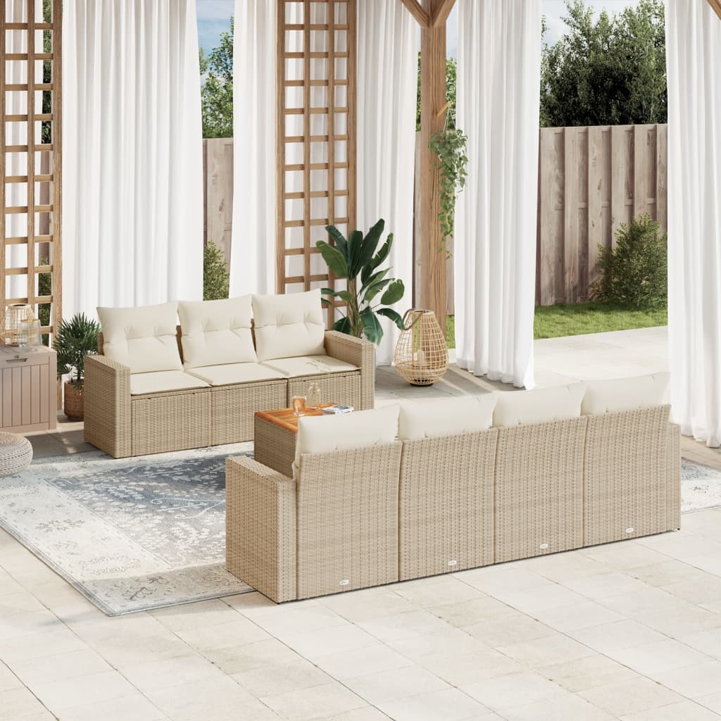 Set Mobilier De Grădină Cu Perne, 8 Piese, , Poliratan