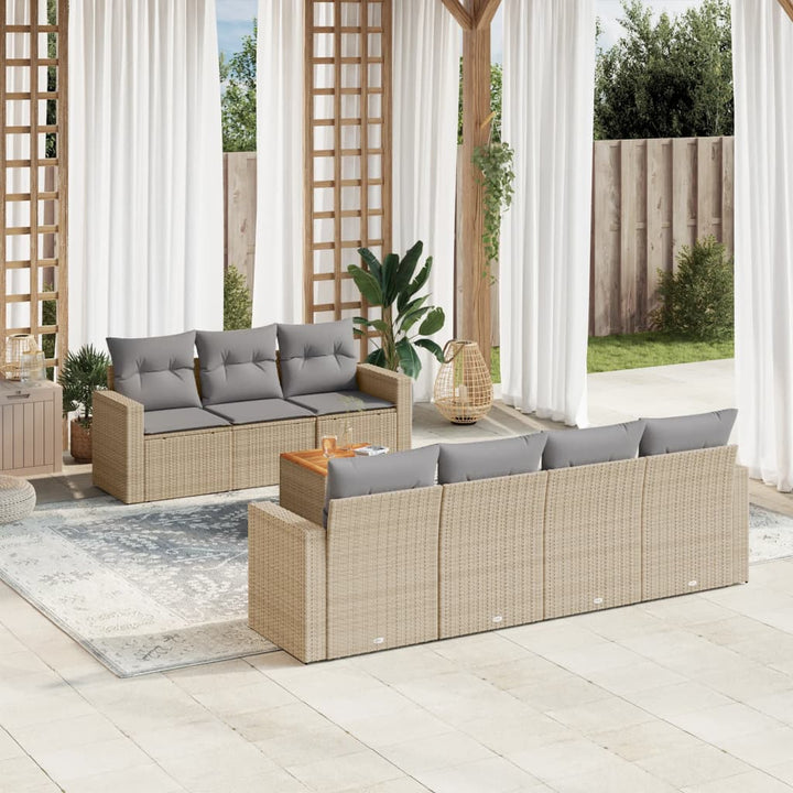 Set Mobilier De Grădină Cu Perne, 8 Piese, , Poliratan