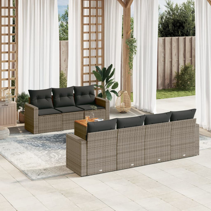 Set Mobilier De Grădină Cu Perne, 8 Piese, , Poliratan